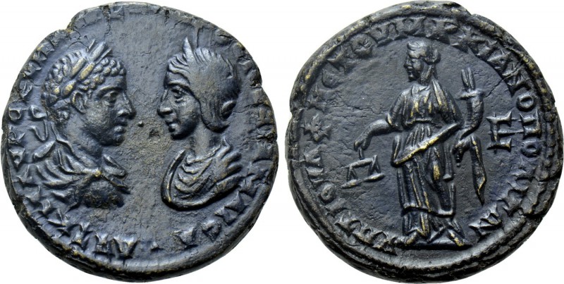 MOESIA INFERIOR. Marcianopolis. Elagabalus with Julia Maesa (218-222). Ae Pentas...