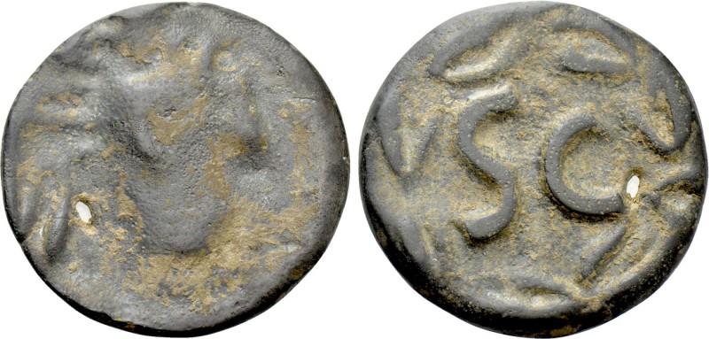 MESOPOTAMIA. Hatra. Pseudo-autonomous (2nd century). Ae. 

Obv: Radiate head o...