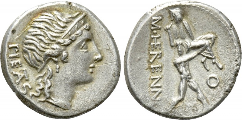M. HERENNIUS. Denarius (108-107 BC). Rome. 

Obv: PIETAS. 
Diademed head of P...