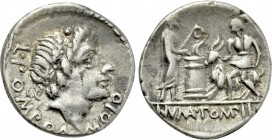 L. POMPONIUS MOLO (97 BC). Denarius. Rome.