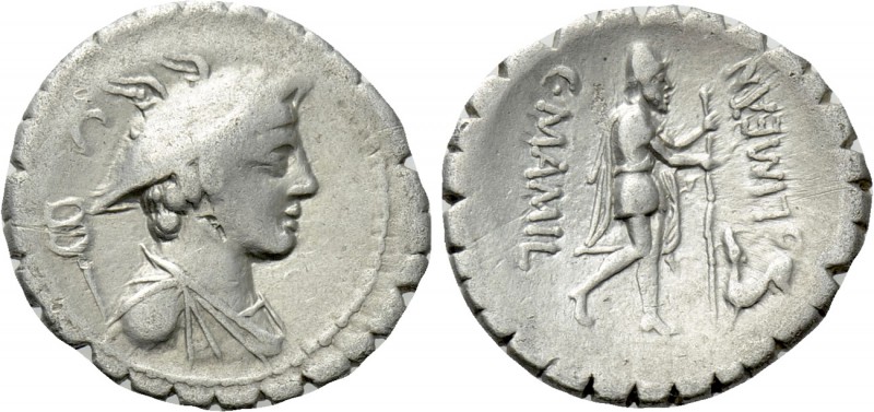 C. MAMILIUS LIMETANUS. Serrate Denarius (82 BC). Rome. 

Obv: Draped bust of M...