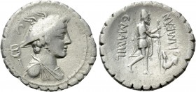 C. MAMILIUS LIMETANUS. Serrate Denarius (82 BC). Rome.