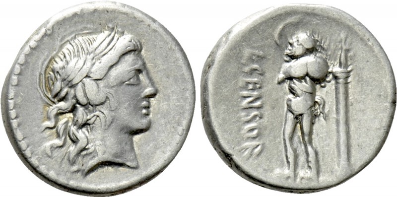 L. CENSORINUS. Denarius (82 BC). Rome. 

Obv: Laureate head of Apollo right.
...
