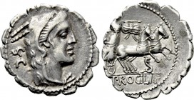 L. PROCILIUS. Serrate Denarius (80 BC). Rome.