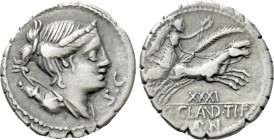 TI. CLAUDIUS TI.F. AP.N. NERO. Serrate Denarius (79 BC). Rome.