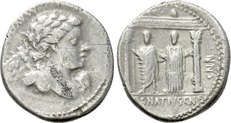 CN. EGNATIUS CN.F. CN.N. MAXSUMUS. Denarius (76 BC). Rome. 

Obv: MAXSVMVS. 
...