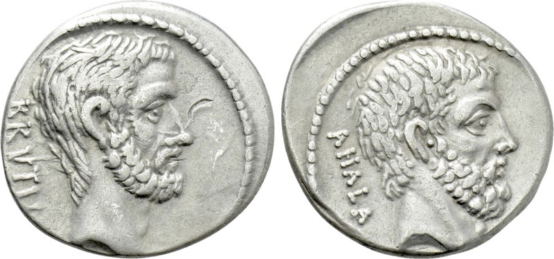 Q. SERVILIUS CAEPIO (M. JUNIUS) BRUTUS (54 BC). Denarius. Rome.

Obv: BRVTVS....