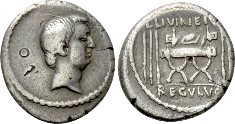 L. LIVINEIUS REGULUS. Denarius (42 BC). Rome. 

Obv: Bare head of L. Regulus r...