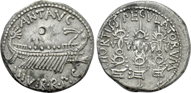 MARK ANTONY. Denarius (32-31 BC). Patrae(?). Legionary issue.

Obv: ANT AVG / ...