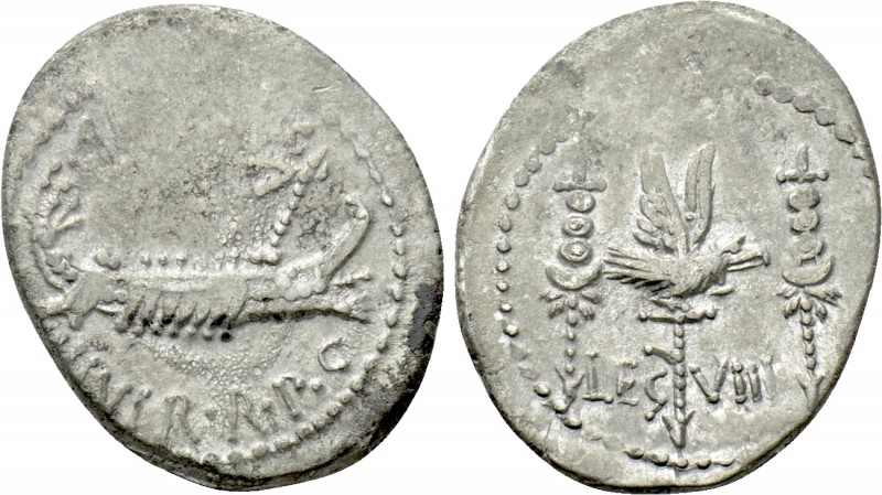 MARK ANTONY. Denarius (32-31 BC). Patrae(?). Legionary issue. 

Obv: ANT AVG /...