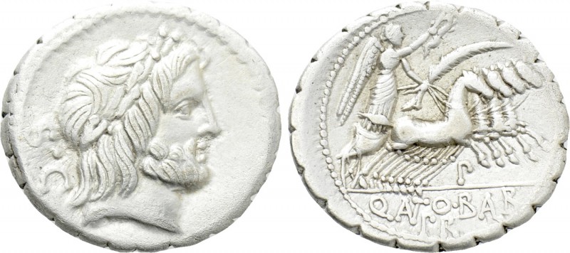Q. ANTONIUS BALBUS. Serrate Denarius (83-82 BC). Rome. 

Obv: Laureate head of...