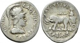 AUGUSTUS (27 BC-14 AD). Denarius. Rome. L. Aquillius Florus, moneyer.