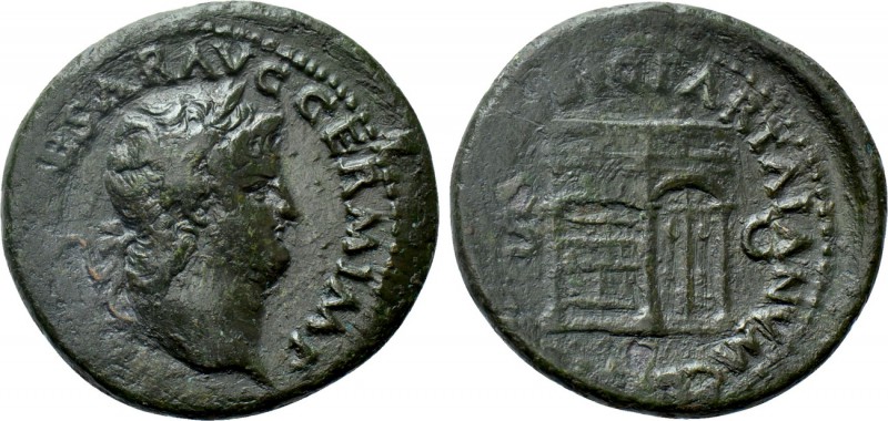 NERO (54-68). As. Rome. 

Obv: NERO CAESAR AVG GERM IMP. 
Laureate head right...