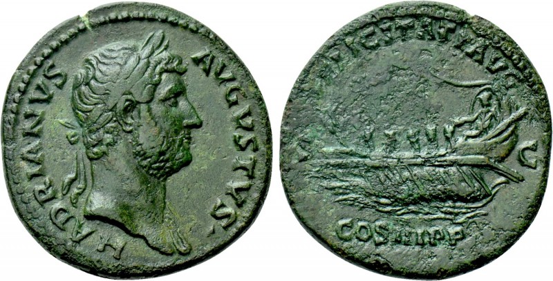 HADRIAN (117-138). As. Rome. 

Obv: HADRIANVS AVGVSTVS. 
Laureate bust right,...
