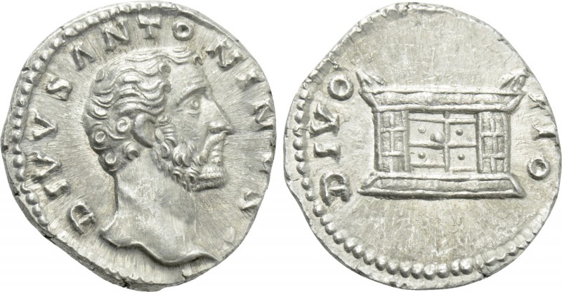 DIVUS ANTONINUS PIUS (Died 161). Denarius. Rome. Struck under Marcus Aurelius. ...