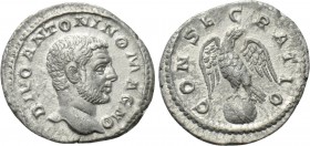 DIVUS CARACALLA (Died 217). Denarius. Rome. Struck under Elagabalus or Severus Alexander.