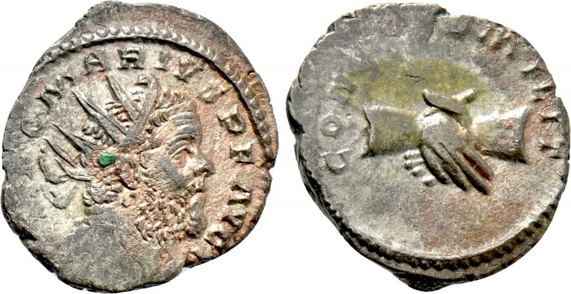 MARIUS (269). Antoninianus. Treveri. 

Obv: IMP C MARIVS P F AVG. 
Radiate, d...
