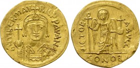 MAURICE TIBERIUS (582-602). GOLD Solidus. Carthage. Dated IY 1 (582).
