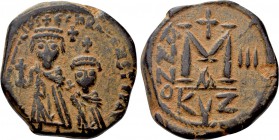 HERACLIUS with HERACLIUS CONSTANTINE (610-641). Follis. Cyzicus. Dated RY 3 (612/3).