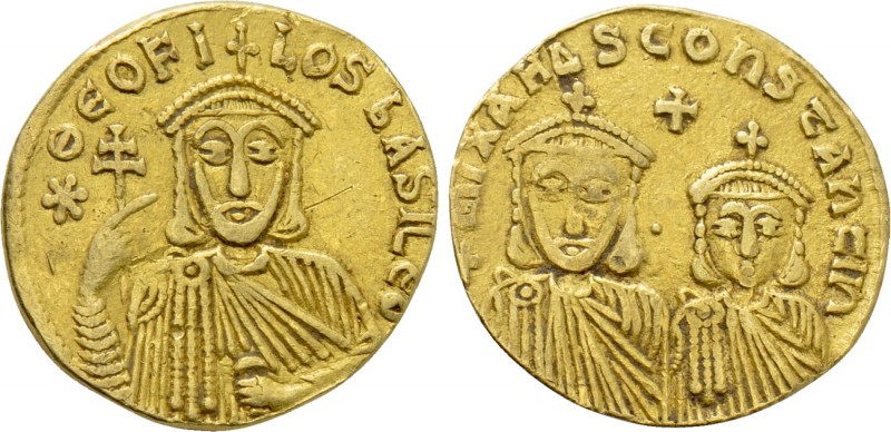 THEOPHILUS with CONSTANTINE and MICHAEL II (829-842). GOLD Solidus. Constantinop...