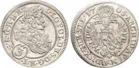AUSTRIA. Holy Roman Empire. Leopold I (Emperor, 1658-1705). 3 Kreuzer (1705-FN). Breslau (Wrocław).