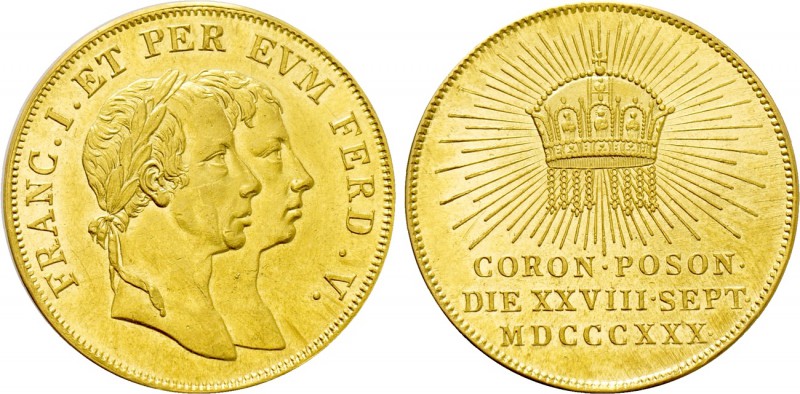AUSTRIA. Franz I with Ferdinand V (1804-1835). GOLD Medallic Ducat (1830). Comme...