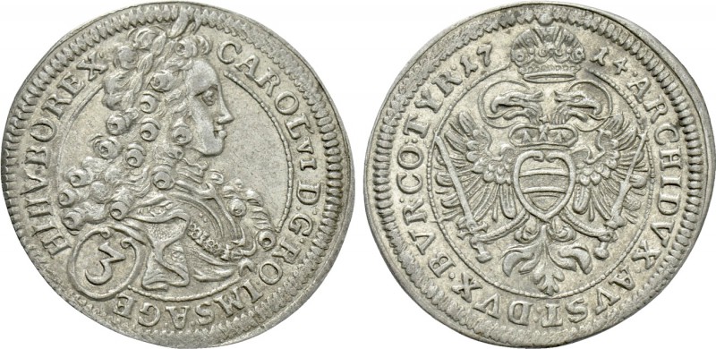 HOLY ROMAN EMPIRE. Karl VI (1711-1740). 3 Kreuzer (1714). Hall. 

Obv: CAROL V...