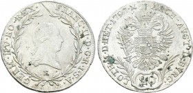 HOLY ROMAN EMPIRE. Franz II (1792-1806). 20 Kreuzer (1797/6-E). Karlsburg.