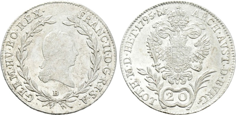 HOLY ROMAN EMPIRE. Franz II (1792-1806). 20 Kreuzer (1795-B). Kremnitz. 

Obv:...