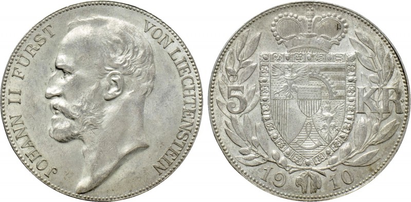 LIECHTENSTEIN. Johann II (1858-1929). 5 Kronen (1910). Wien (Vienna). 

Obv: J...