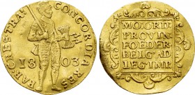 NETHERLANDS. GOLD Ducat (1803). Utrecht.