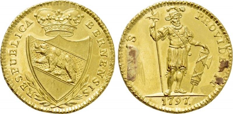 SWITZERLAND. Bern. GOLD 2 Duplone (1797). 

Obv: BERNENSIS RESPUBLICA. 
Crown...