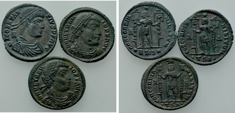 3 Late Roman Maiorinae, Including Vetranio. 

Obv: .
Rev: .

. 

Conditio...