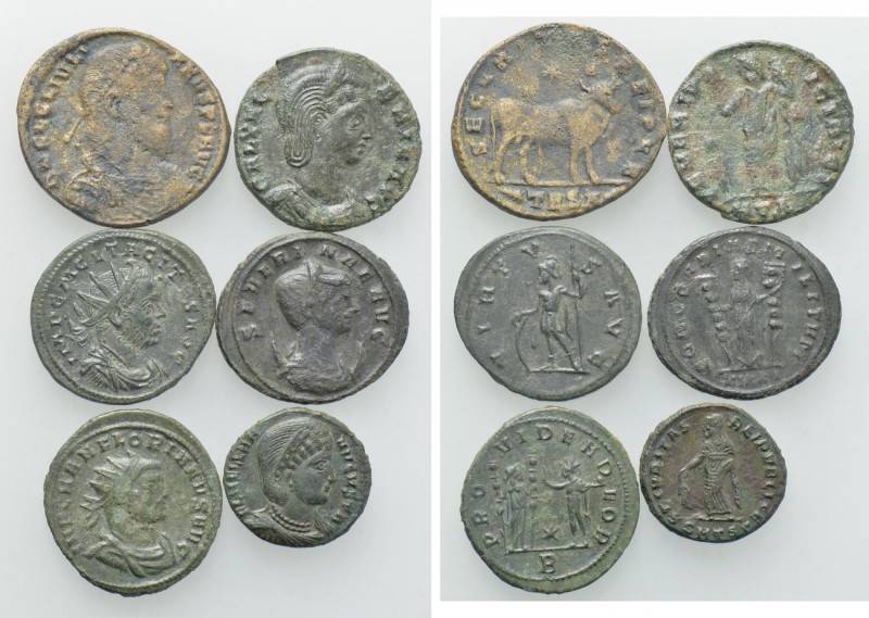6 Roman Coins. 

Obv: .
Rev: .

. 

Condition: See picture.

Weight: g....
