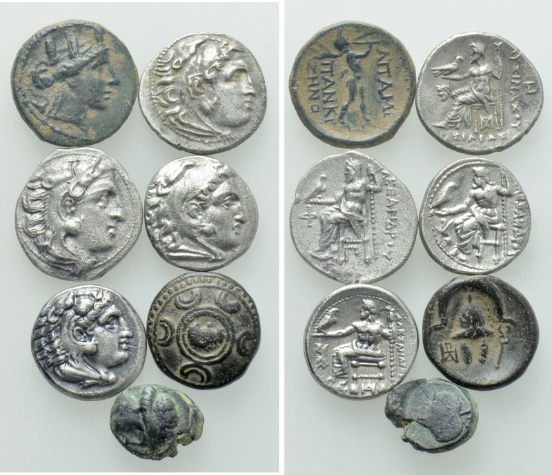 7 Greek Coins. 

Obv: .
Rev: .

. 

Condition: See picture.

Weight: g....