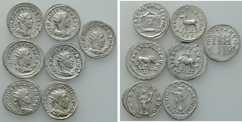 7 Scarce Antoniniani of Philippus Arabs. 

Obv: .
Rev: .

. 

Condition: ...