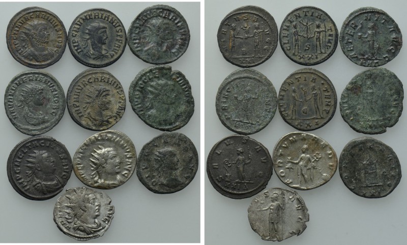 10 Antoniniani. 

Obv: .
Rev: .

. 

Condition: See picture.

Weight: g...