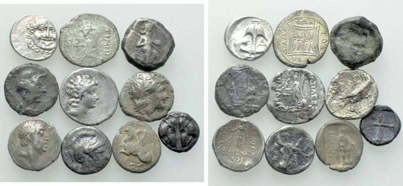 10 Greek Silver Coins. 

Obv: .
Rev: .

. 

Condition: See picture.

We...
