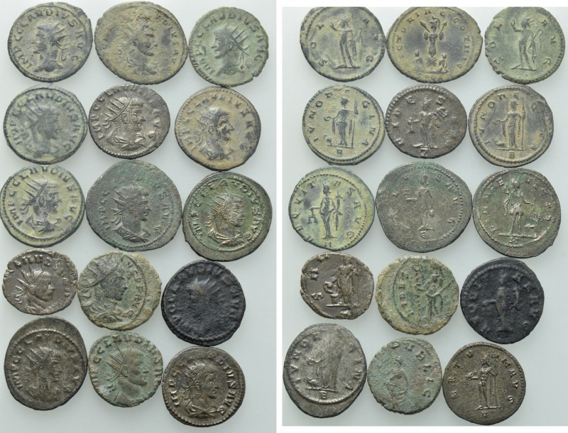 15 Antoniniani of Claudius Gothicus. 

Obv: .
Rev: .

. 

Condition: .
...