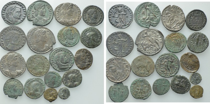 18 Late Roman Coins. 

Obv: .
Rev: .

. 

Condition: See picture.

Weig...