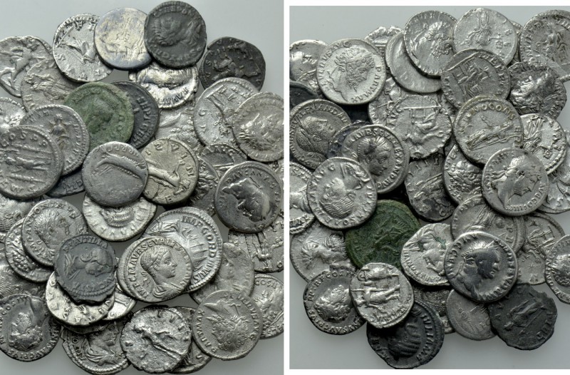 34 Roman Coins; including Some Limes Falsa. 

Obv: .
Rev: .

. 

Conditio...
