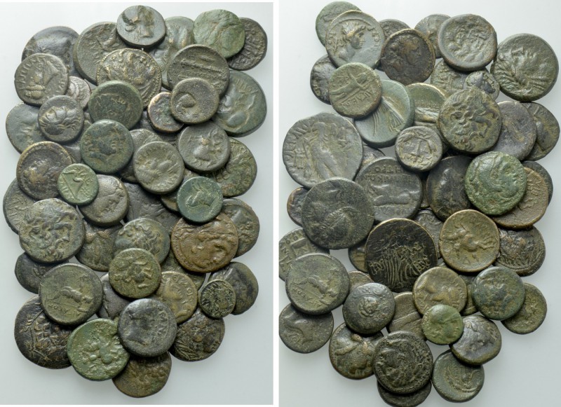 Circa 40 Greek Coins. 

Obv: .
Rev: .

. 

Condition: See picture.

Wei...