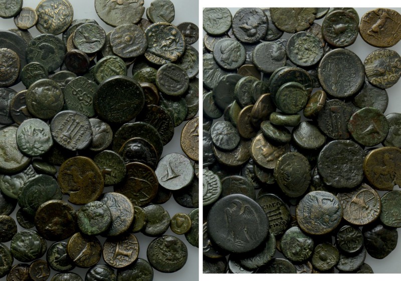 Circa 110 Greek Coins. 

Obv: .
Rev: .

. 

Condition: See picture.

We...