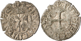 Genève 
Quart 1560 P. GENEVA · CIVITAS · 1560 Ecu de Genève surmonté de l'aigle d'Empire / · POST : TENEBRAS : LVX · P Croix pattée. 0,68g. Demole 22...