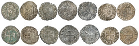 Genève 
Lot de 7 pièces : Quart 1552 B (2), 1552 G, 1553 G, 1553G/B, 1553 B, 1554 B. Demole 16, 16var, 17, 18, 18var, 19, 20; HMZ 2-306 j (3), k (3),...