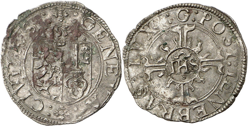 Genève 
2 Quarts 1554 G. : GENEVA :  : CIVITAS :  Ecu de Genève surmonté de l...