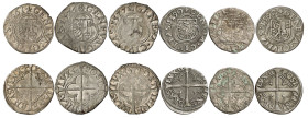Genève 
Lot de 6 pièces : 3 Quarts 1561 P, 1576 G, 1577 G, 1590 , 1591 , 1592 . Demole 142, 143, 144, 145var, 146, 147; HMZ 2-304 h, j, k, l, m, n...