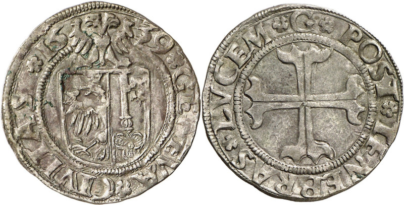 Genève 
Sol 1539 G.  GENEVA  CIVITAS  15 - 39 Ecu de Genève surmonté de l'ai...