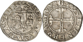 Genève 
Sol 1551 B. · GENEVA · CIVITAS · 1551 · Ecu de Genève surmonté de l'aigle d'Empire / : POST : TENEBRAS : LVX : B Croix pattée, fourchée et vi...