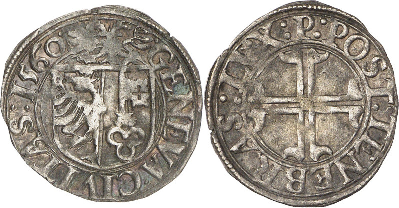 Genève 
Sol 1560 P. · GENEVA · CIVITAS : 1560 · Ecu de Genève surmonté de l'aig...